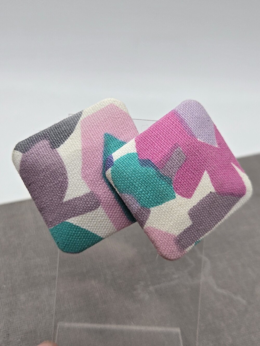 90s Abstract Brushstroke Jazz Cup Aesthetic Earrings Studs y2k VTG Pink Teal